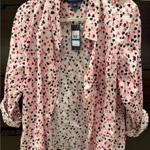 Tommy Hilfiger Pink Heart Button Down Shirt